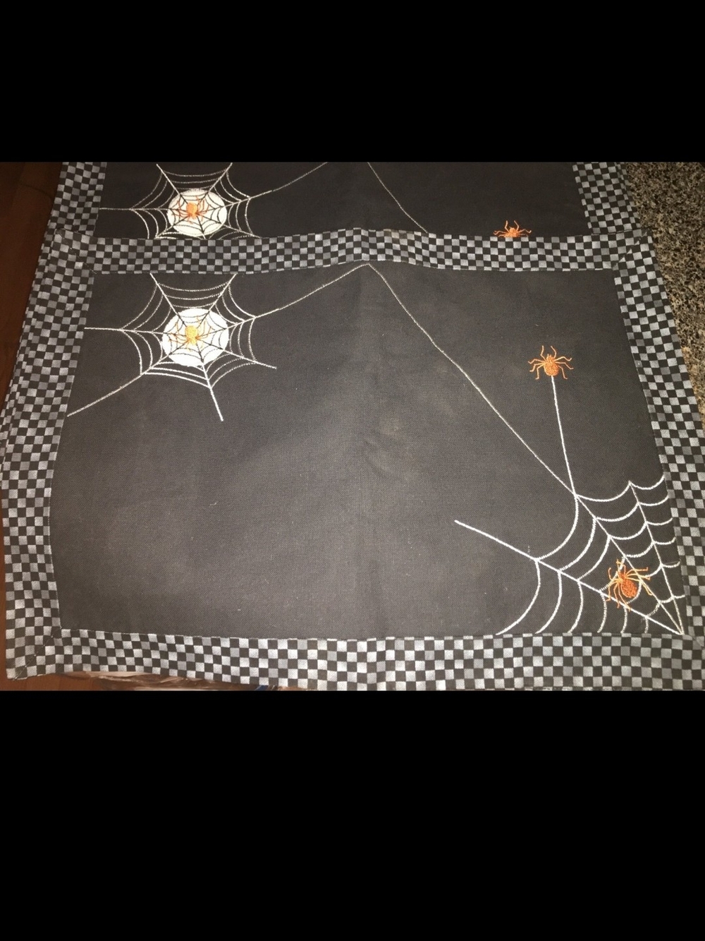 Halloween Spiderweb Set Of 4 Table Placemat Set in Black and Orange